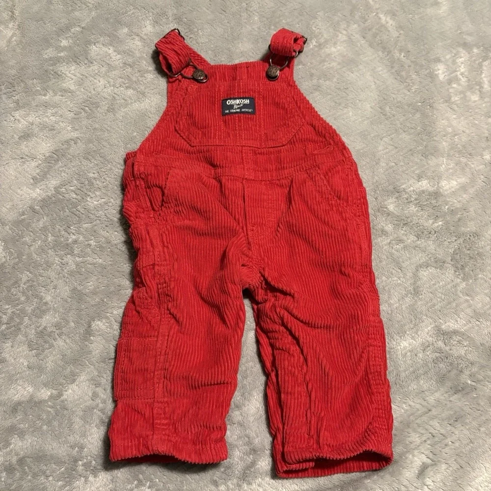 Oshkosh Bgosh Overalls Baby 6 Months Red Corduroy